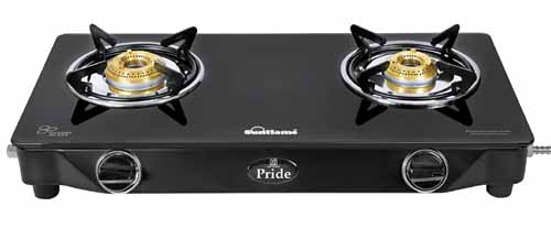 3) Sunflame GT Pride Glass Top 2 Brass Burner Gas Stove
