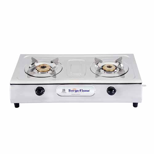 9) Suryaflame Gas Stove 2 Burners Stainless Steel 2B Ultimate SS NA (ISI Marked, CE Certified