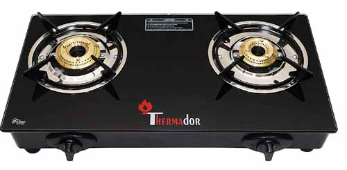 1) Thermador 8mm Toughened ISI Certified 3 Brass Burner Gas Stove